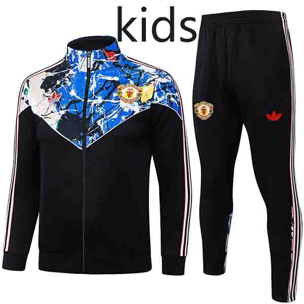 Manchester united kids jacket children black blue training tracksuit 2026-2027
